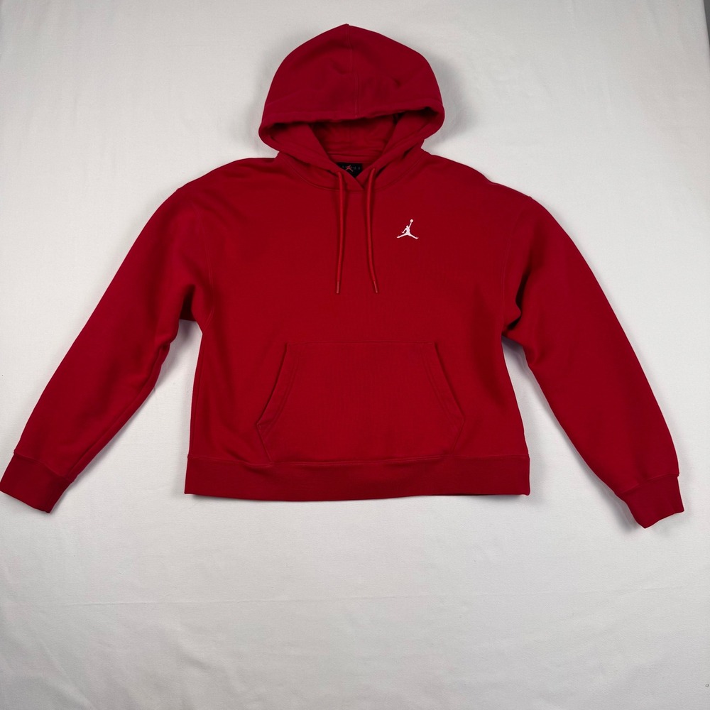 Nike Air Jordan Brooklyn Fleece Jumpman logo Hoodie XS Red Loose Fit FN4488-687